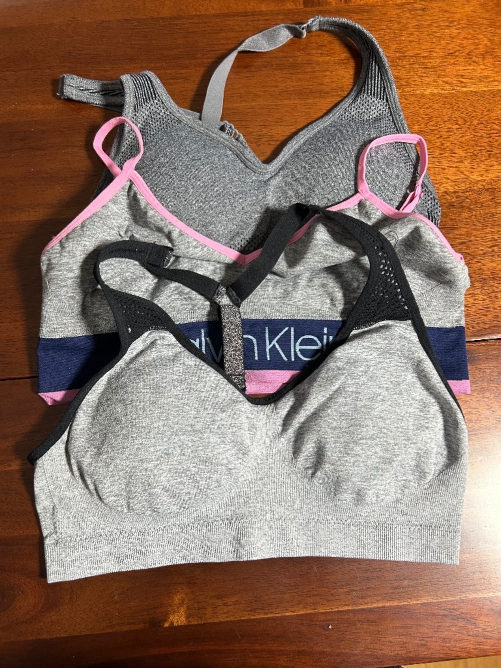 Sports Bra Lot of 3 Size Small - Calvin Klein, Puma & No Brand - Heather Grey